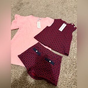 Janie and Jack Girl Bundle Size 4 Pink Swim and Red Outfit